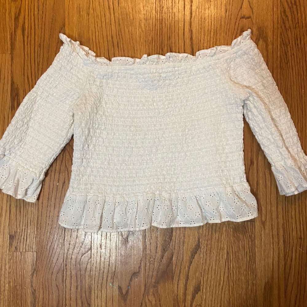 American Eagle Smocked Off the Shoulder Top